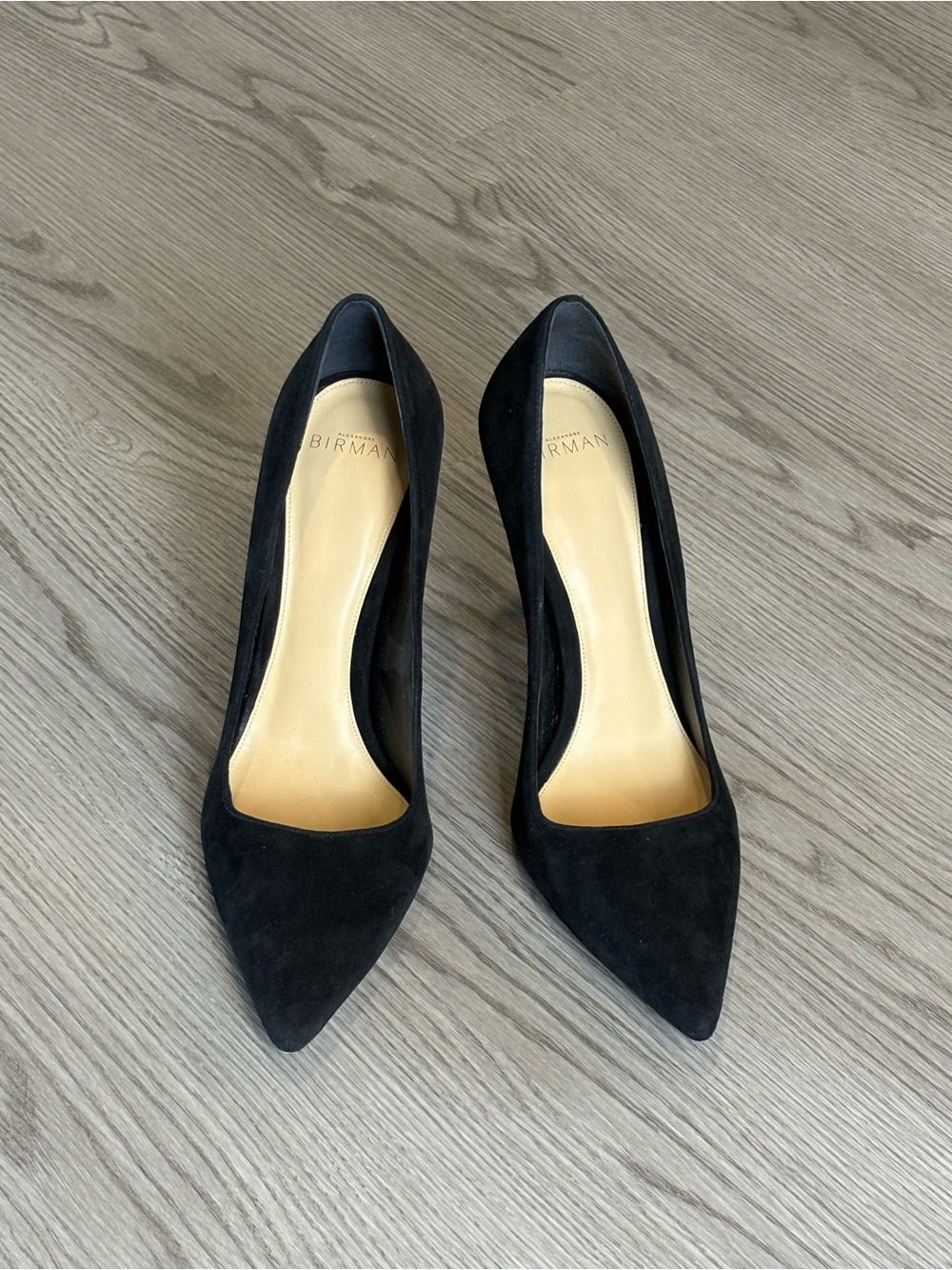 Alexandre Birman Black Suede Pointed Toe Pumps